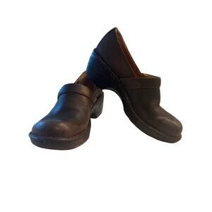 Born BOC Women’s Leather Mule Clogs Brown Comfort Slip On Shoes Size 6.5